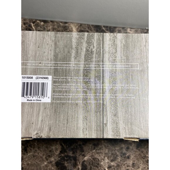 Tabletop Cornhole Drinking Game Set W/ 8 Mini Bean Bags 2 Colors & 2 Beer Glasse - Picture 7 of 7